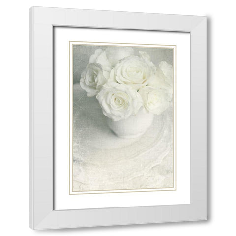 All White Bouquet White Modern Wood Framed Art Print with Double Matting by Gardner, Sarah