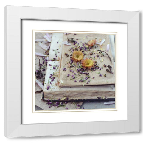 Fall Into The Text White Modern Wood Framed Art Print with Double Matting by Gardner, Sarah