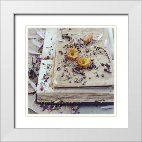 Fall Into The Text White Modern Wood Framed Art Print with Double Matting by Gardner, Sarah