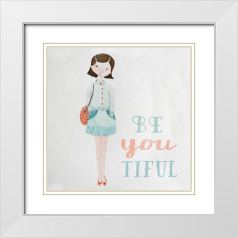 Be Girl I White Modern Wood Framed Art Print with Double Matting by Gardner, Sarah