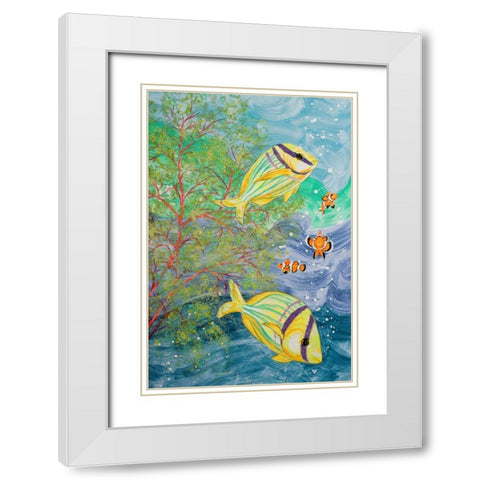 Aquamarina I White Modern Wood Framed Art Print with Double Matting by Baliko, Linda