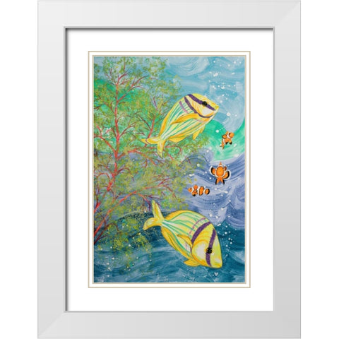 Aquamarina I White Modern Wood Framed Art Print with Double Matting by Baliko, Linda