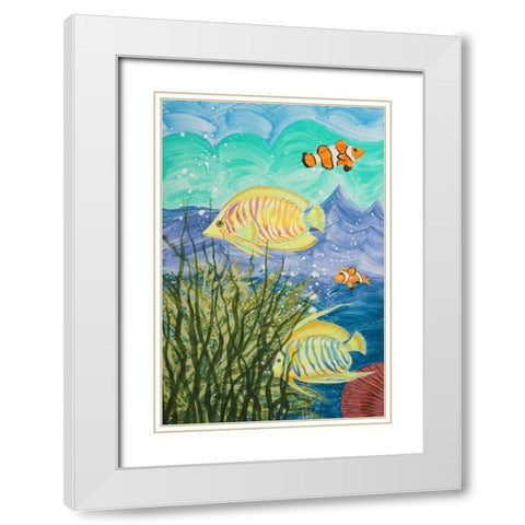 Aquamarina II White Modern Wood Framed Art Print with Double Matting by Baliko, Linda