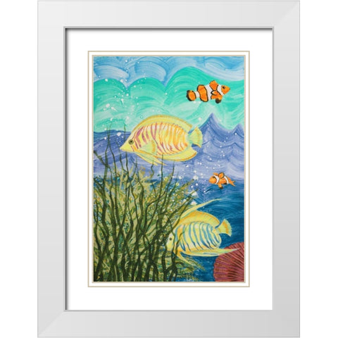 Aquamarina II White Modern Wood Framed Art Print with Double Matting by Baliko, Linda