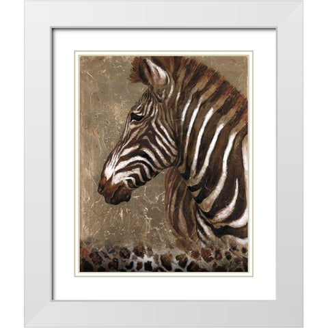 Brown Zebra White Modern Wood Framed Art Print with Double Matting by Pinto, Patricia