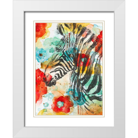 Vibrant Zebra White Modern Wood Framed Art Print with Double Matting by Pinto, Patricia