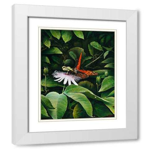 Snacking Butterfly White Modern Wood Framed Art Print with Double Matting by Nawrocke, Bruce