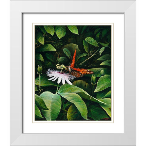 Snacking Butterfly White Modern Wood Framed Art Print with Double Matting by Nawrocke, Bruce