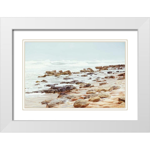 Rock Beach White Modern Wood Framed Art Print with Double Matting by Nawrocke, Bruce