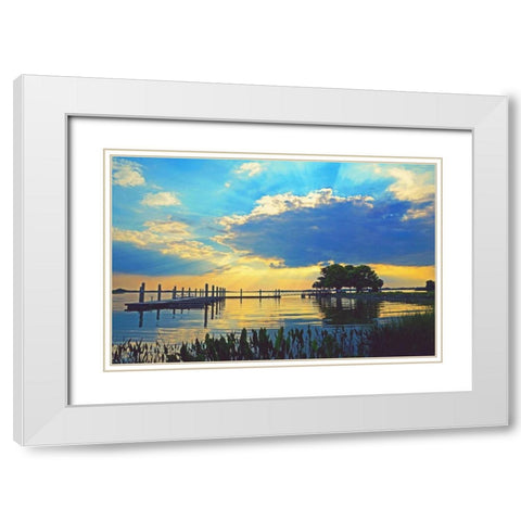 Lake Dora Sunset White Modern Wood Framed Art Print with Double Matting by Nawrocke, Bruce