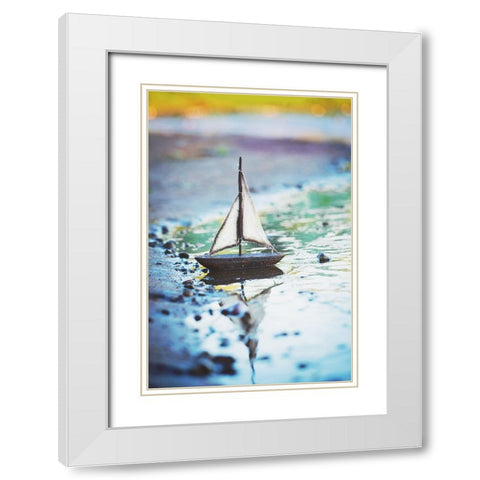 Shores Away White Modern Wood Framed Art Print with Double Matting by Poynter, Kelly