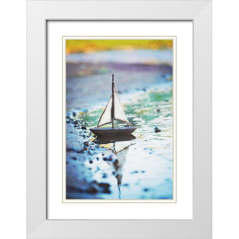 Shores Away White Modern Wood Framed Art Print with Double Matting by Poynter, Kelly