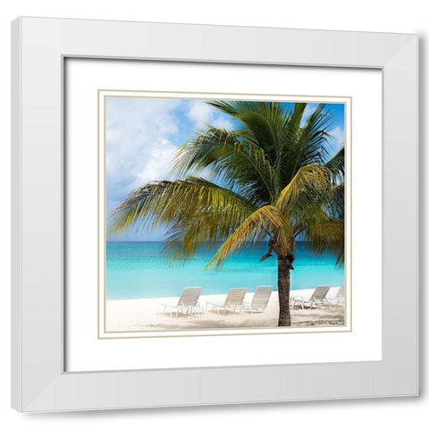 Relaxing Beach Square White Modern Wood Framed Art Print with Double Matting by Bill Carson Photography