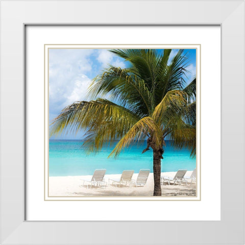 Relaxing Beach Square White Modern Wood Framed Art Print with Double Matting by Bill Carson Photography
