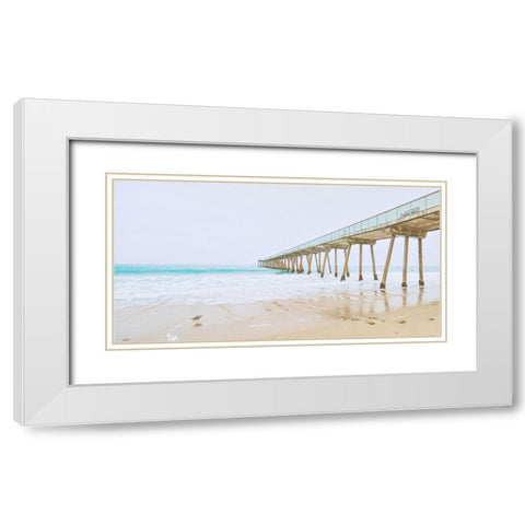 Beach Pier View White Modern Wood Framed Art Print with Double Matting by Bill Carson Photography