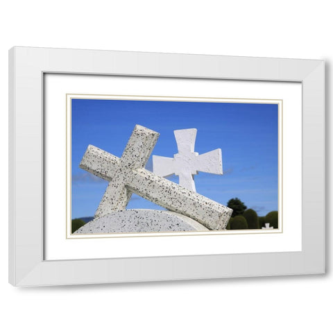 Crosses By The Sea White Modern Wood Framed Art Print with Double Matting by Coppel, Anna