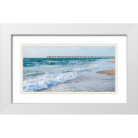 Along the Pier White Modern Wood Framed Art Print with Double Matting by Bill Carson Photography