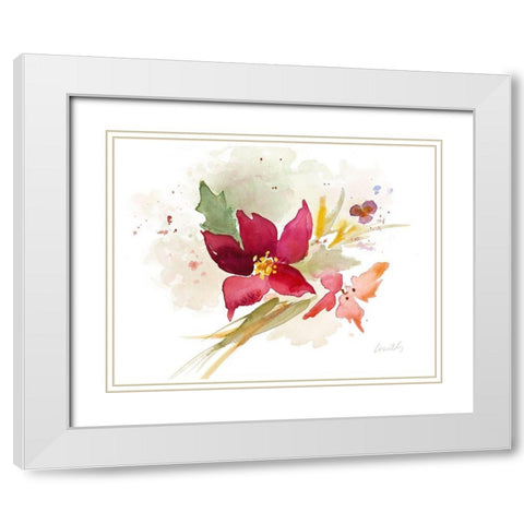 Poinsettia Spray White Modern Wood Framed Art Print with Double Matting by Loreth, Lanie