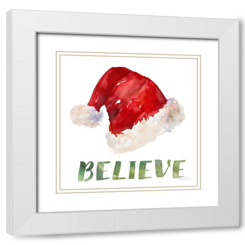 Holiday Hat Sentiment I White Modern Wood Framed Art Print with Double Matting by Loreth, Lanie