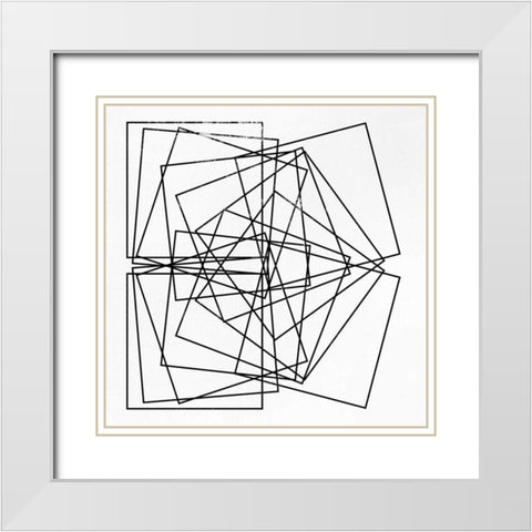 Square Repeat White Modern Wood Framed Art Print with Double Matting by SD Graphics Studio