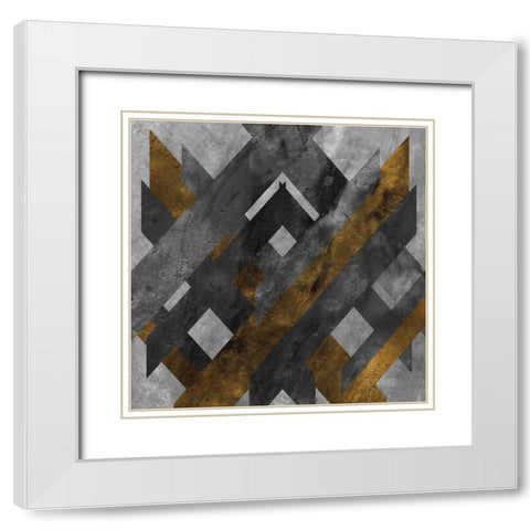 Rough Diamond White Modern Wood Framed Art Print with Double Matting by SD Graphics Studio