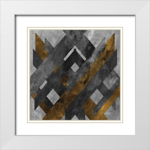 Rough Diamond White Modern Wood Framed Art Print with Double Matting by SD Graphics Studio