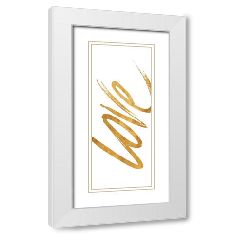 Vertical Gold Love White Modern Wood Framed Art Print with Double Matting by SD Graphics Studio