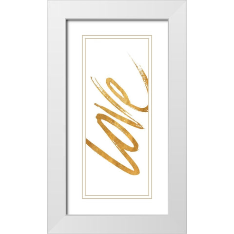 Vertical Gold Love White Modern Wood Framed Art Print with Double Matting by SD Graphics Studio