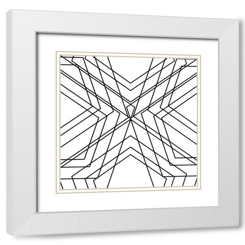 Black Geo White Modern Wood Framed Art Print with Double Matting by SD Graphics Studio