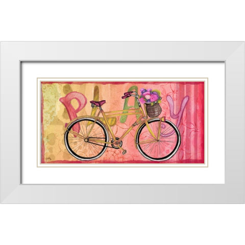 Sing and Play Bike II White Modern Wood Framed Art Print with Double Matting by Medley, Elizabeth