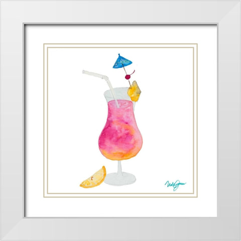 Tiki Bar Tonics IV White Modern Wood Framed Art Print with Double Matting by James, Nola