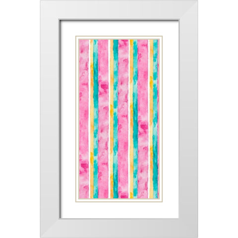 Tropical Stripes I White Modern Wood Framed Art Print with Double Matting by James, Nola