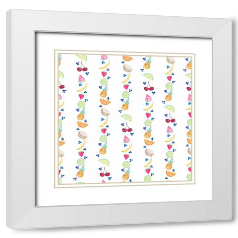 Fruit In Line White Modern Wood Framed Art Print with Double Matting by James, Nola