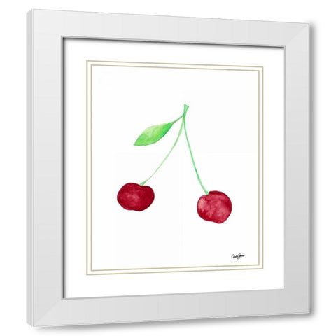 Two Cherries I White Modern Wood Framed Art Print with Double Matting by James, Nola