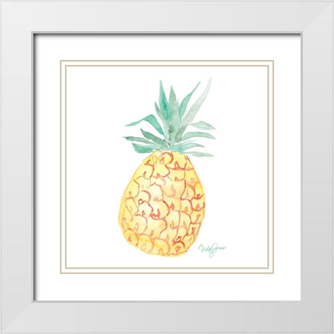 Single Pineapple White Modern Wood Framed Art Print with Double Matting by James, Nola