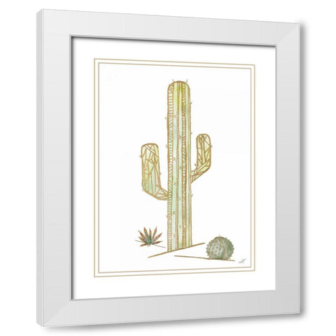 Origami Cactus White Modern Wood Framed Art Print with Double Matting by James, Nola