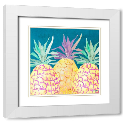 Havana Pineapple White Modern Wood Framed Art Print with Double Matting by James, Nola