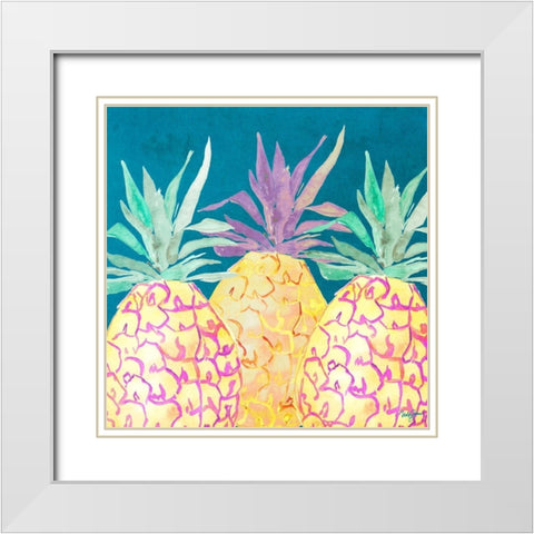 Havana Pineapple White Modern Wood Framed Art Print with Double Matting by James, Nola
