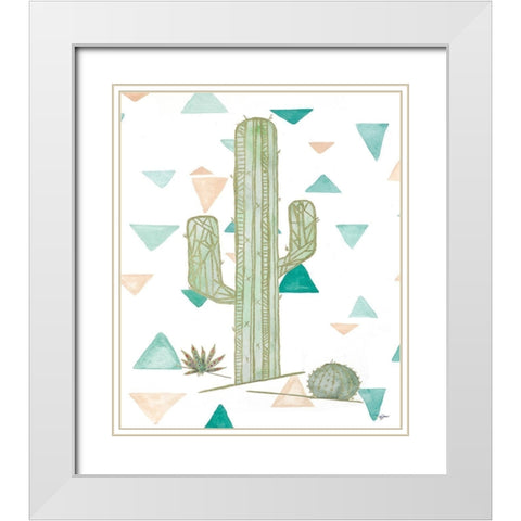 Desert Cactus White Modern Wood Framed Art Print with Double Matting by James, Nola