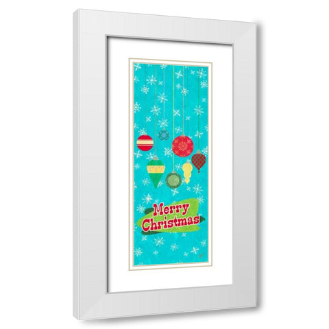 Merry Christmas Ornaments White Modern Wood Framed Art Print with Double Matting by Metz, Andi