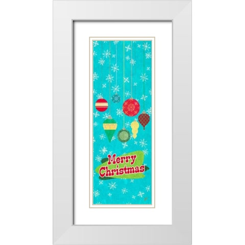 Merry Christmas Ornaments White Modern Wood Framed Art Print with Double Matting by Metz, Andi