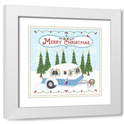 Camper Christmas White Modern Wood Framed Art Print with Double Matting by Metz, Andi