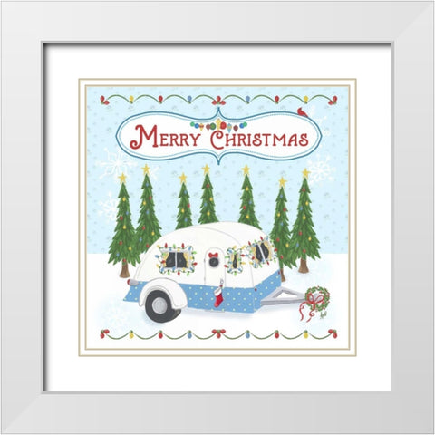 Camper Christmas White Modern Wood Framed Art Print with Double Matting by Metz, Andi