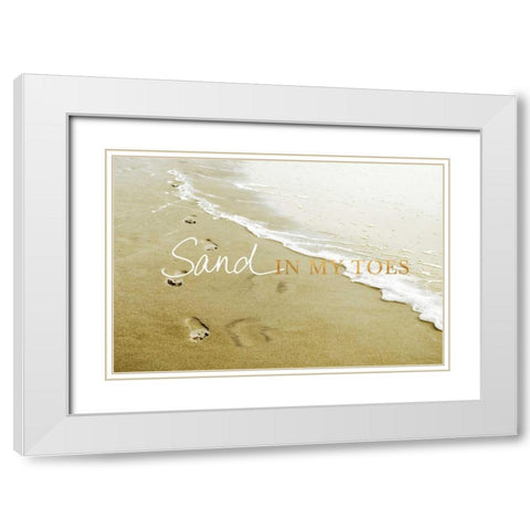 Sand in my Toes White Modern Wood Framed Art Print with Double Matting by Peck, Gail