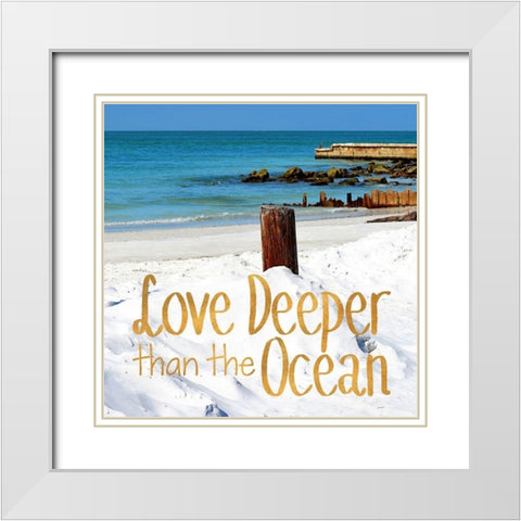 Love Deeper White Modern Wood Framed Art Print with Double Matting by Peck, Gail
