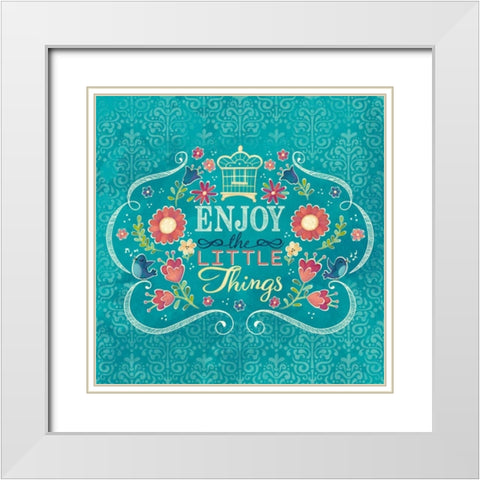 Enjoy the Little Things I White Modern Wood Framed Art Print with Double Matting by Josefina