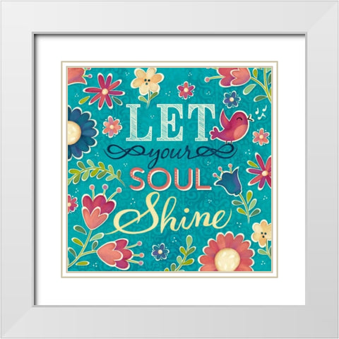 Enjoy the Little Things Burst II White Modern Wood Framed Art Print with Double Matting by Josefina