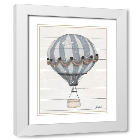 Hot Air Balloon Adventure White Modern Wood Framed Art Print with Double Matting by Josefina
