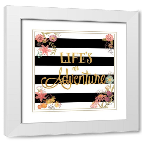 Lifes an Adventure White Modern Wood Framed Art Print with Double Matting by Josefina