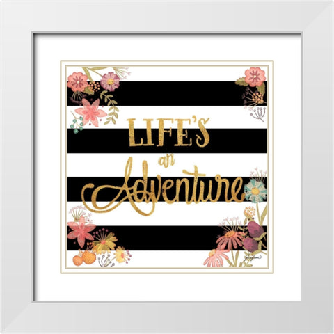 Lifes an Adventure White Modern Wood Framed Art Print with Double Matting by Josefina
